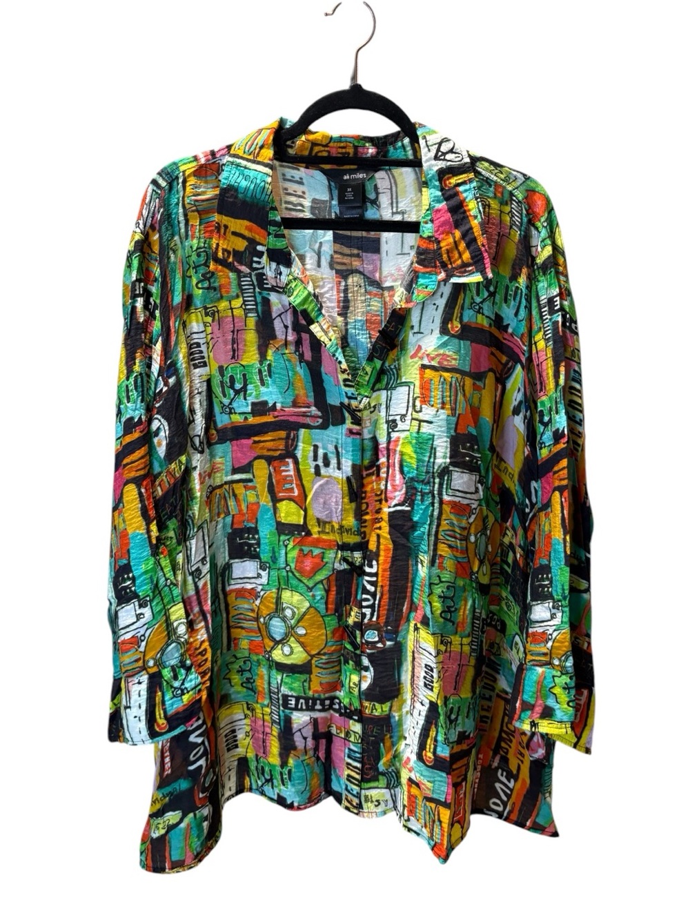 Ali Miles Multicolor Abstract Print Button-Down Shirt